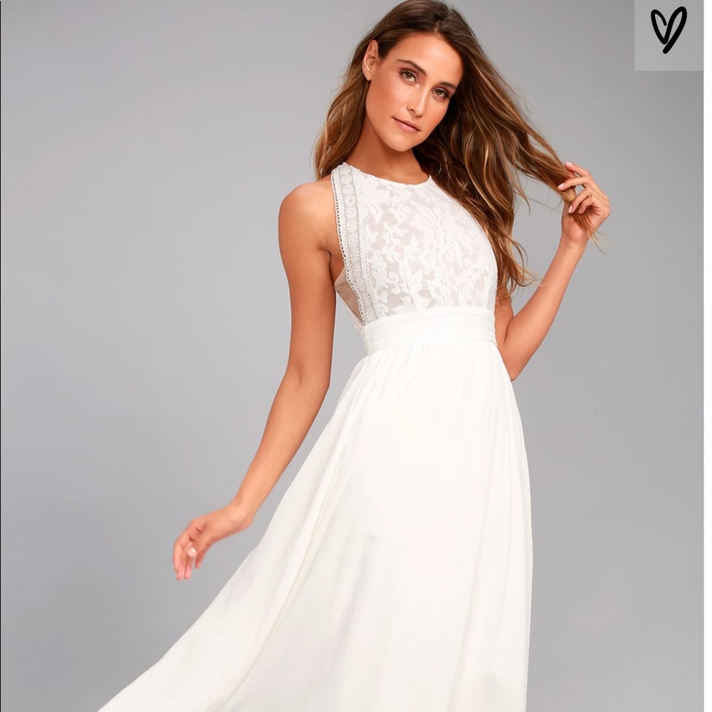 Lulus White Lace Maxi Dress